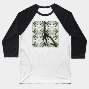 Exotic Spider Monkey on Tile Pattern Baseball T-Shirt